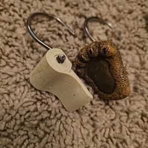 Bear Paw Claw and Toilet Paper Rustic Shower Curtain Hooks